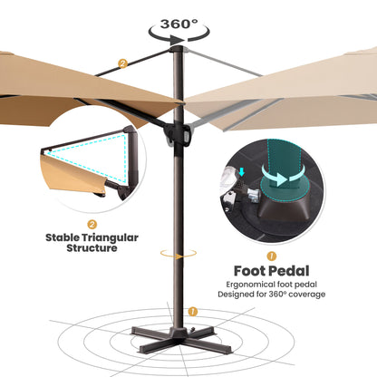 Crestlive Products 12x9ft Aluminum Crank Cantilever Patio Umbrella with Base Options