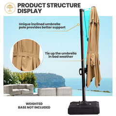 12x9 ft Aluminum Cantilever Patio Umbrella (Base Options)