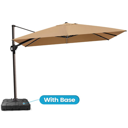 Crestlive Products 12x9ft Aluminum Crank Cantilever Patio Umbrella with Base Options