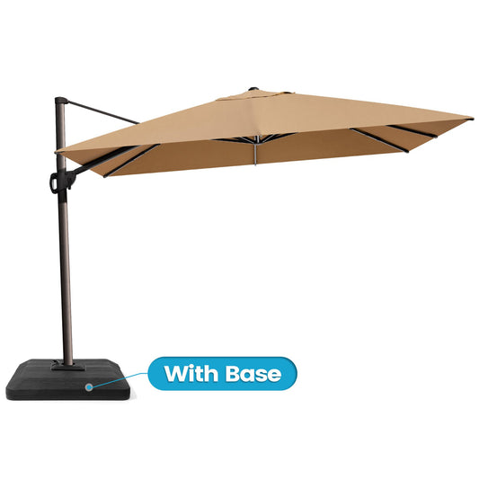 Crestlive Products 12x9ft Aluminum Crank Cantilever Patio Umbrella with Base