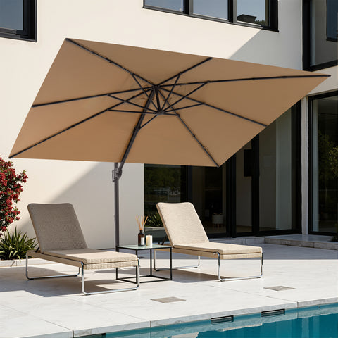 Crestlive Products 12x9ft Aluminum Crank Cantilever Patio Umbrella with Base Options