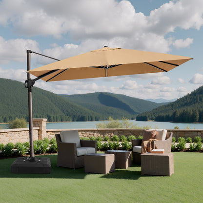 Crestlive Products 9x12ft Aluminum Crank Cantilever Patio Umbrella with Base