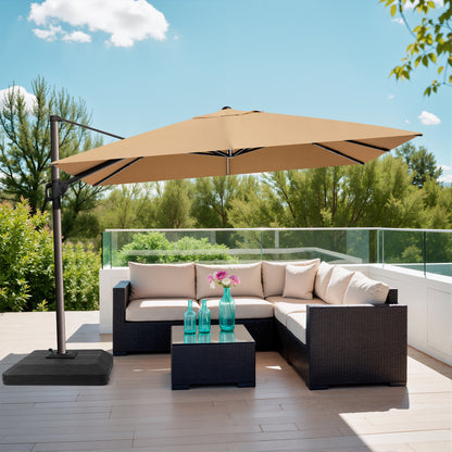 Crestlive Products 9x12ft Aluminum Crank Cantilever Patio Umbrella with Base