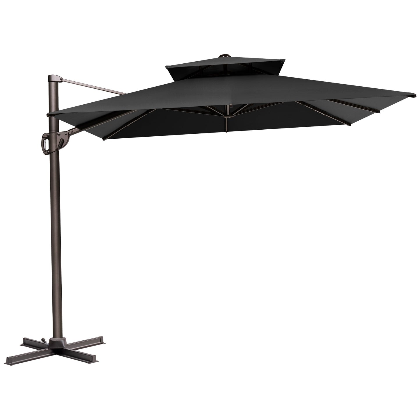 Crestlive Products 12x9ft Aluminum Dual Top Crank Cantilever Patio Umbrella with Base Options