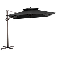 12x9 ft Aluminum Cantilever Patio Umbrella with Double Top (Base Options)