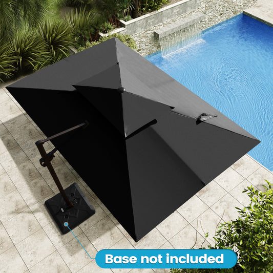 Crestlive Products 12x9ft Aluminum Dual Top Crank Cantilever Patio Umbrella withnot Base