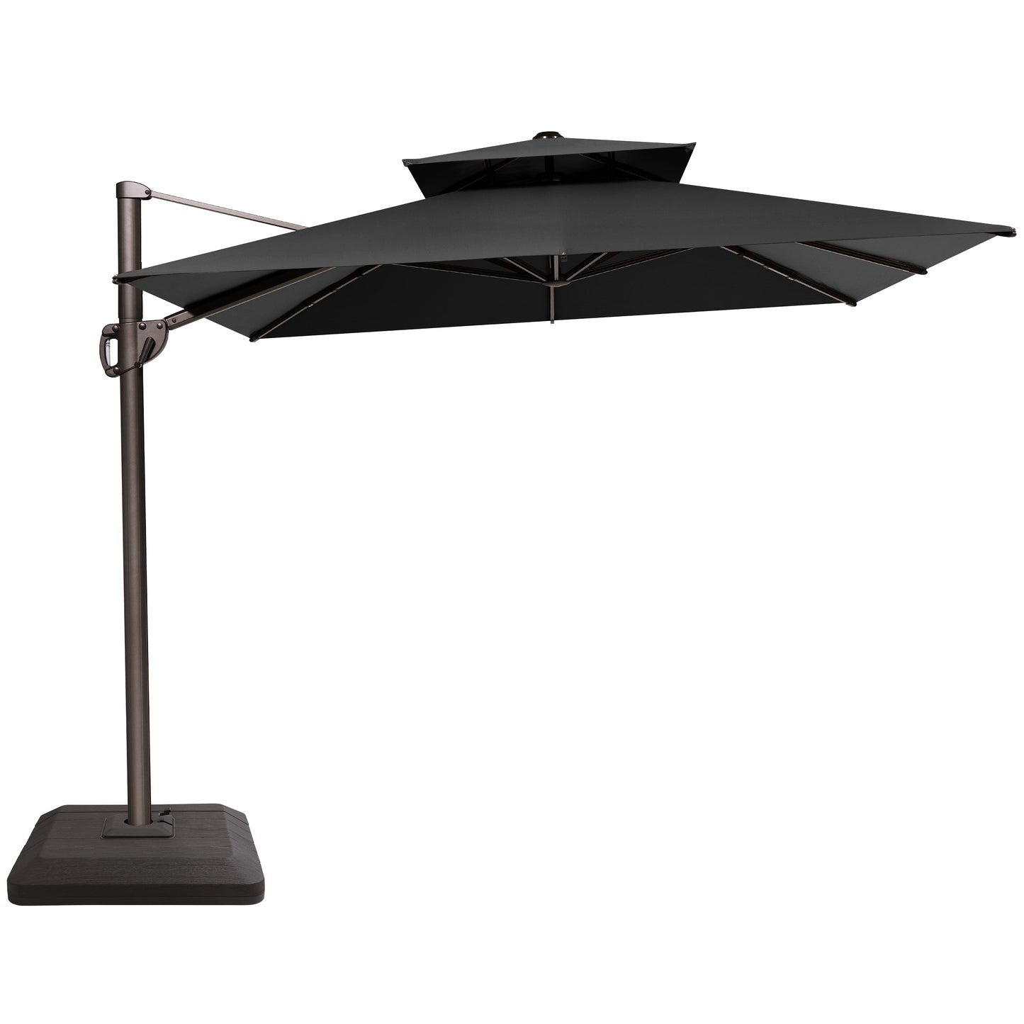 Crestlive Products 12x9ft Aluminum Dual Top Crank Cantilever Patio Umbrella with Base Options