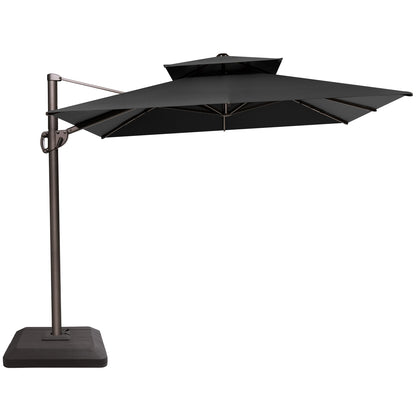 Crestlive Products 12x9ft Aluminum Dual Top Crank Cantilever Patio Umbrella with Base Options