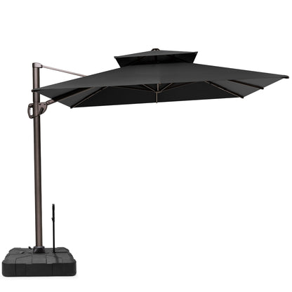 Crestlive Products 9x11ft Aluminum Double Top Crank Cantilever Patio Umbrella with Base