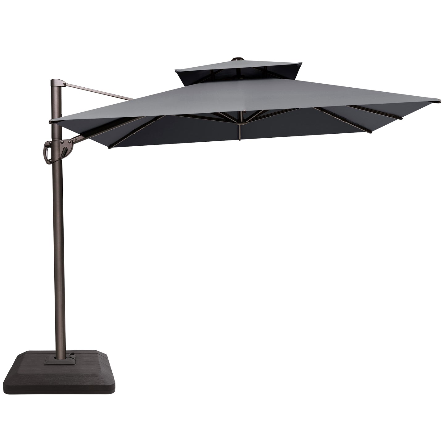 Crestlive Products 12x9ft Aluminum Dual Top Crank Cantilever Patio Umbrella with Base Options