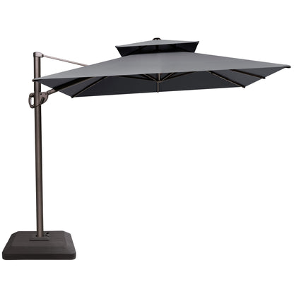 Crestlive Products 12x9ft Aluminum Dual Top Crank Cantilever Patio Umbrella with Base Options