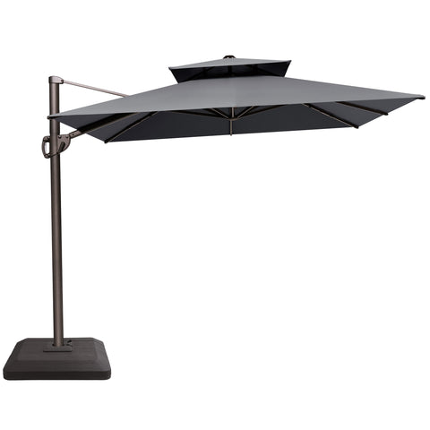 Crestlive Products 12x9ft Aluminum Dual Top Crank Cantilever Patio Umbrella with Base Options