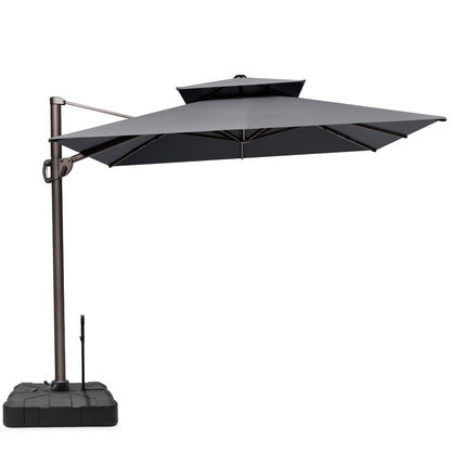 Crestlive Products 12x9ft Aluminum Dual Top Crank Cantilever Patio Umbrella with Base Options