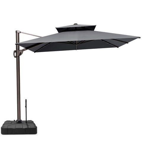 Crestlive Products 12x9ft Aluminum Dual Top Crank Cantilever Patio Umbrella with Base Options
