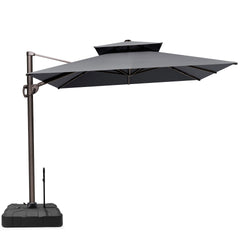 12x9 ft Aluminum Cantilever Patio Umbrella with Double Top (Base Options)