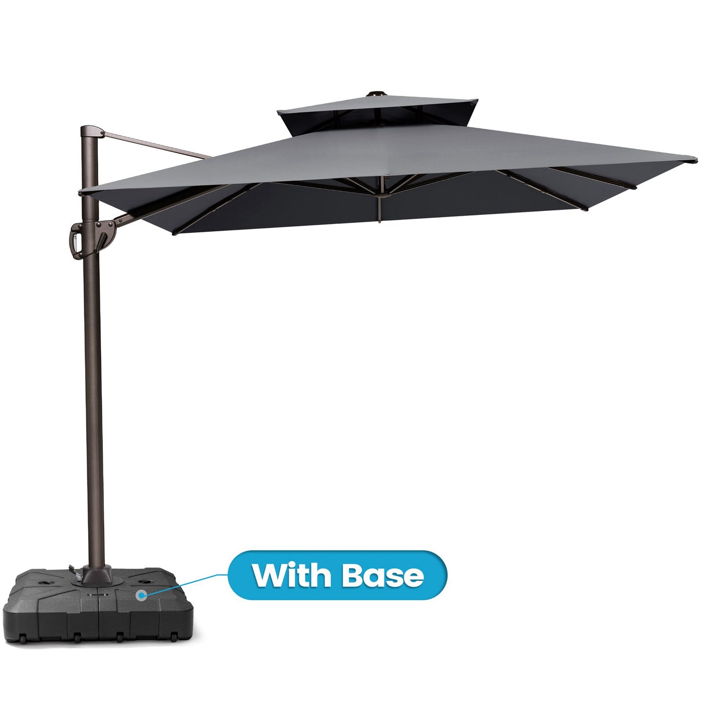 Crestlive Products 12x9ft Aluminum Dual Top Crank Cantilever Patio Umbrella with Base Options