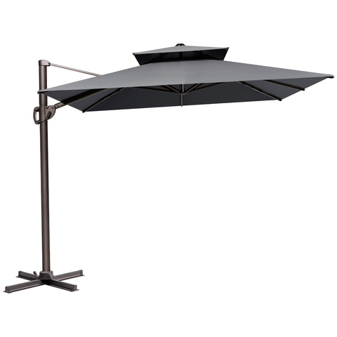Crestlive Products 12x9ft Aluminum Dual Top Crank Cantilever Patio Umbrella with Base Options