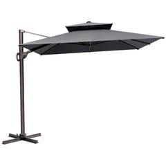 12x9 ft Aluminum Cantilever Patio Umbrella with Double Top (Base Options)