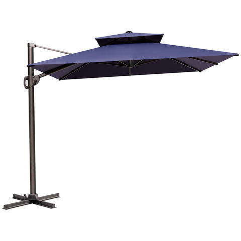 Crestlive Products 12x9ft Aluminum Dual Top Crank Cantilever Patio Umbrella with Base Options