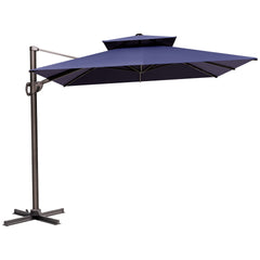12x9 ft Aluminum Cantilever Patio Umbrella with Double Top (Base Options)