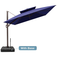 Crestlive Products 9x12ft Rectangular Cantilever Umbrella with Base, Windproof Double Top, 350-lb Capacity Wheeled Base, Easy to Move