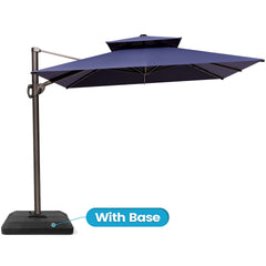 12x9 ft Aluminum Cantilever Patio Umbrella with Double Top (Base Options)