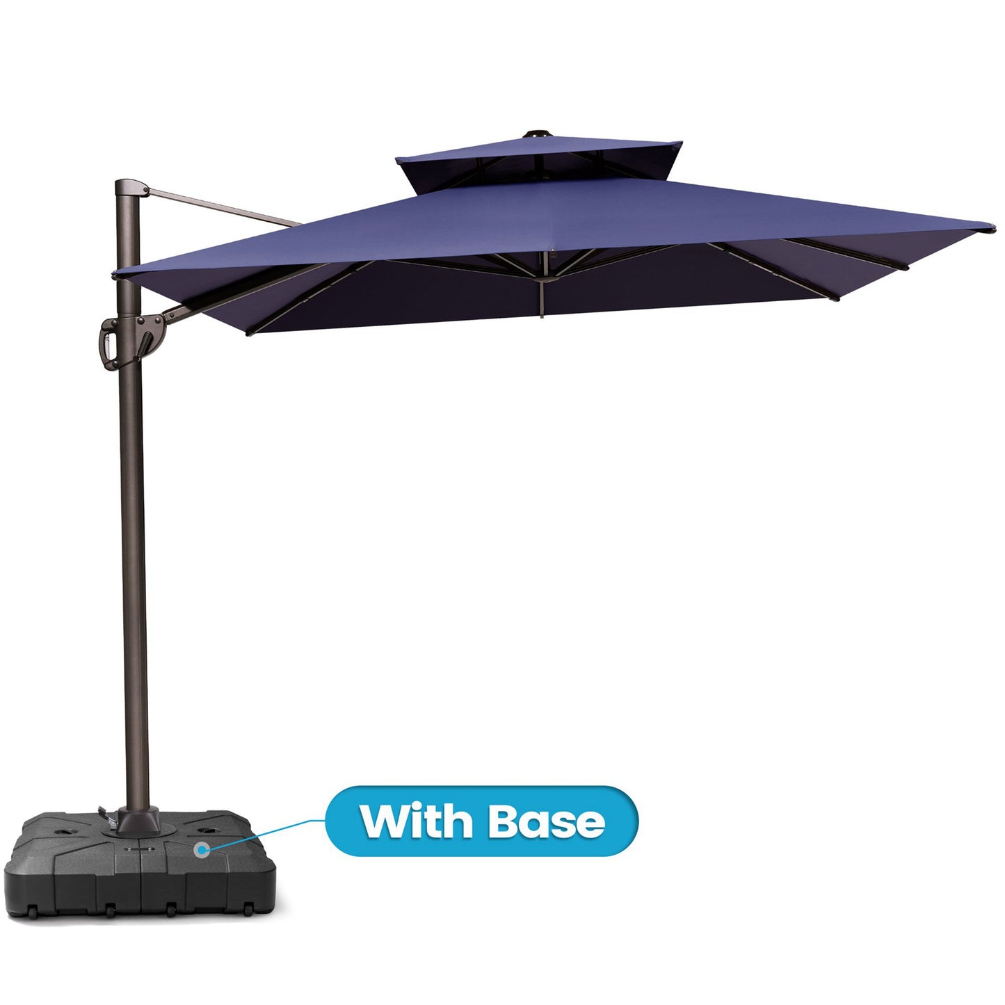 Crestlive Products 12x9ft Aluminum Dual Top Crank Cantilever Patio Umbrella with Base Options