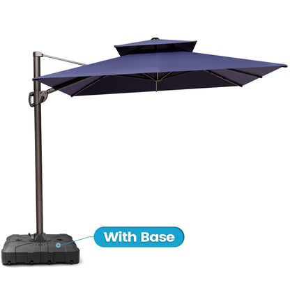 Crestlive Products 12x9ft Aluminum Dual Top Crank Cantilever Patio Umbrella with Base Options