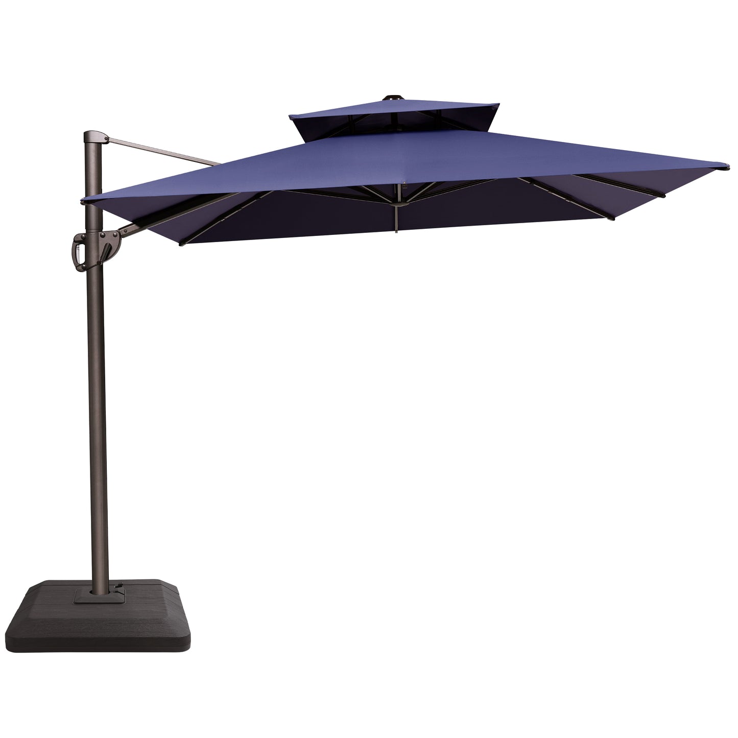 Crestlive Products 12x9ft Aluminum Dual Top Crank Cantilever Patio Umbrella with Base Options