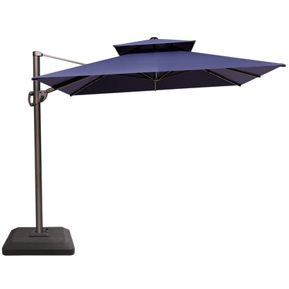 Crestlive Products 12x9ft Aluminum Dual Top Crank Cantilever Patio Umbrella with Base Options
