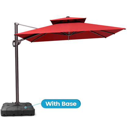 Crestlive Products 12x9ft Aluminum Dual Top Crank Cantilever Patio Umbrella with Base Options