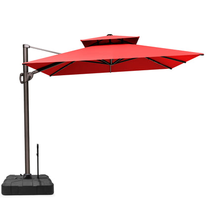 Crestlive Products 12x9ft Aluminum Dual Top Crank Cantilever Patio Umbrella with Base Options