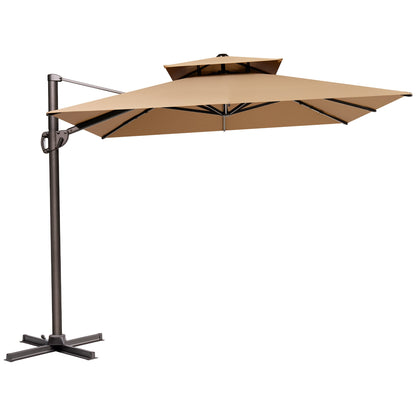 Crestlive Products 12x9ft Aluminum Dual Top Crank Cantilever Patio Umbrella with Base Options