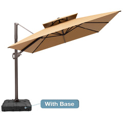 Crestlive Products 9x12ft Rectangular Cantilever Umbrella with Base, Windproof Double Top, 350-lb Capacity Wheeled Base, Easy to Move