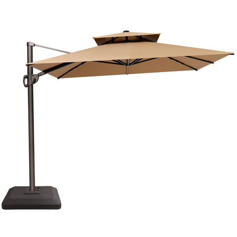 Crestlive Products 12x9ft Aluminum Dual Top Crank Cantilever Patio Umbrella with Base Options
