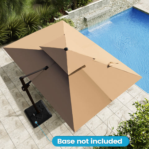 Crestlive Products 12x9ft Aluminum Dual Top Crank Cantilever Patio Umbrella with Base Options