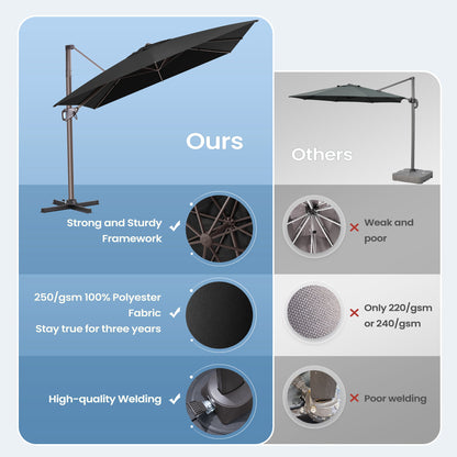 Crestlive Products 9x11ft Aluminum Crank Cantilever Patio Umbrella