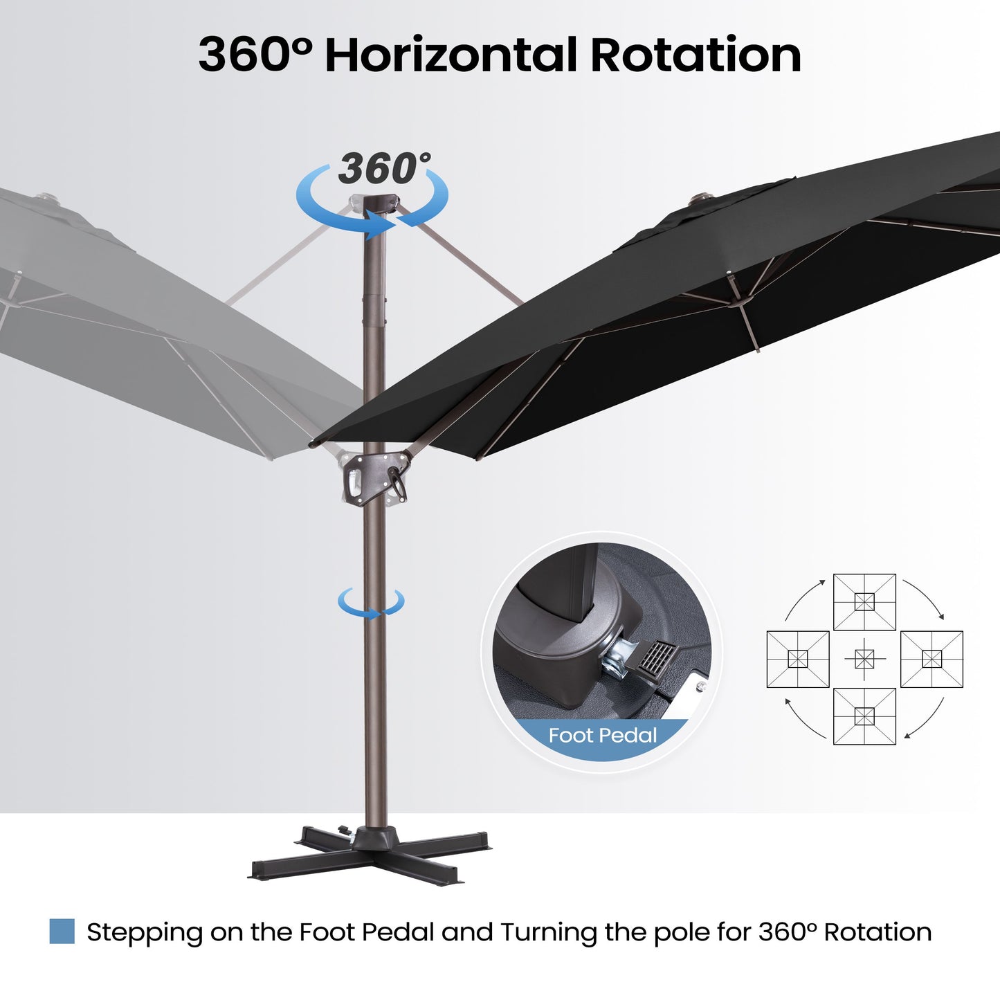 Crestlive Products 9x11ft Aluminum Crank Cantilever Patio Umbrella