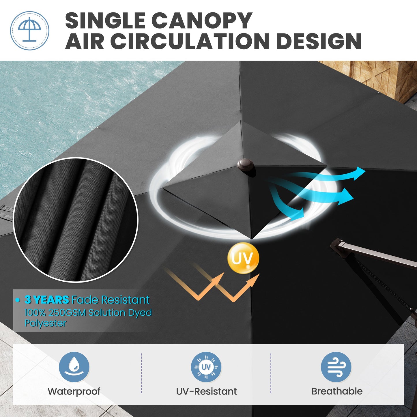 Crestlive Products 9x11ft Aluminum Crank Cantilever Patio Umbrella