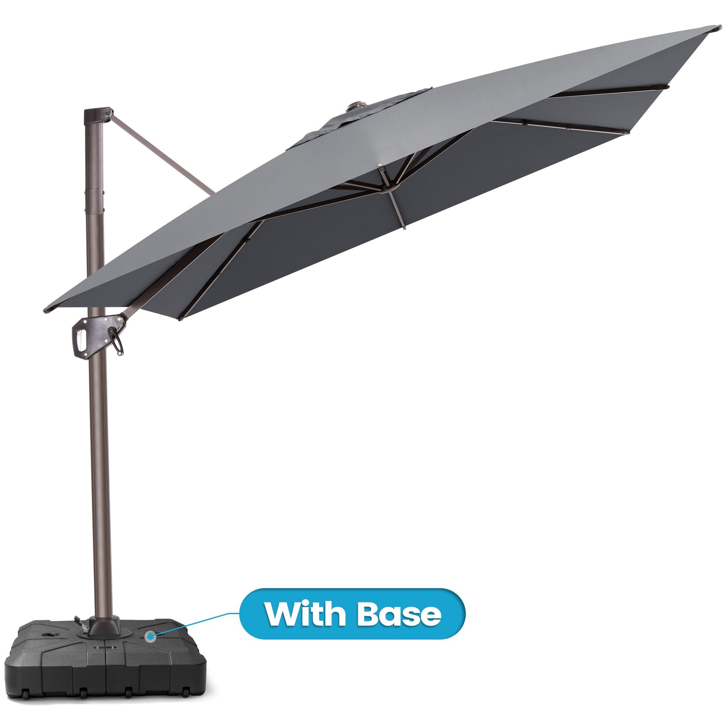 Crestlive Products 9x11ft Aluminum Crank Cantilever Patio Umbrella with Base