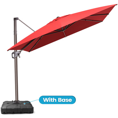Crestlive Products 9x11ft Aluminum Crank Cantilever Patio Umbrella with Base