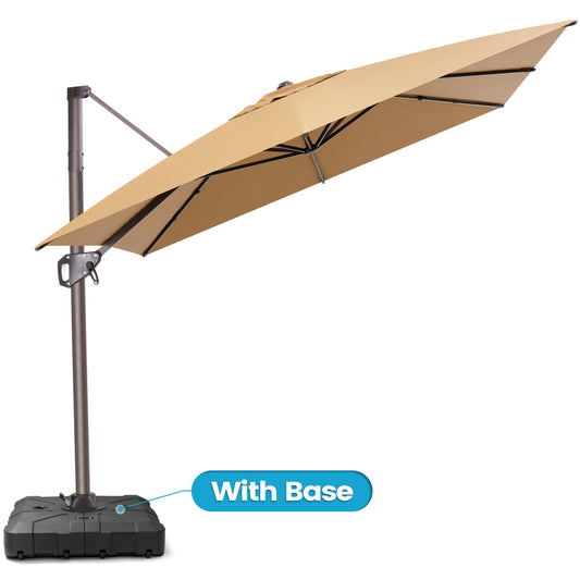 Crestlive Products 9x11ft Aluminum Crank Cantilever Patio Umbrella with Base