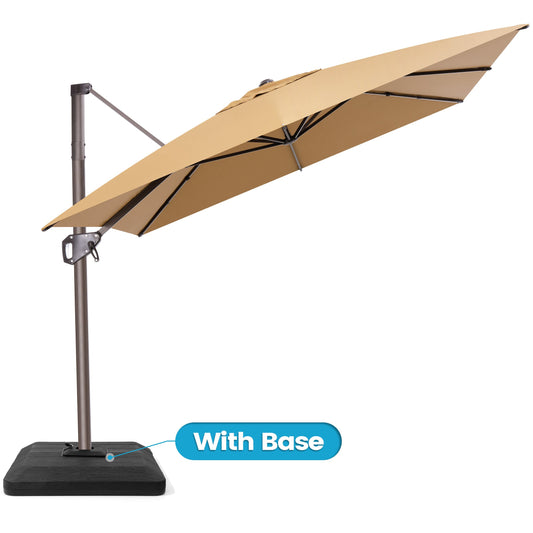 Crestlive Products 9x11ft Aluminum Crank Cantilever Patio Umbrella with Base