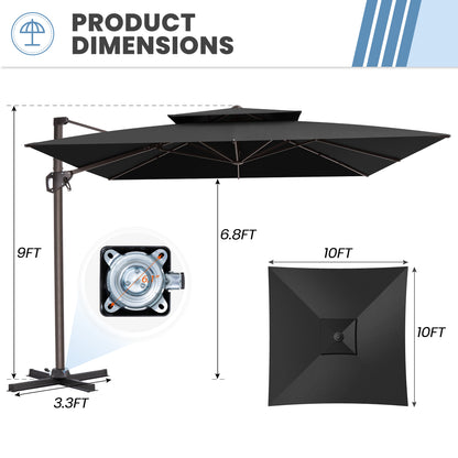 Crestlive Products 10x10ft Aluminum Crank Cantilever Patio Umbrella