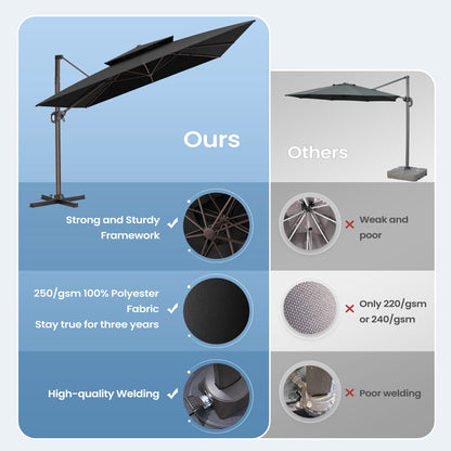 Crestlive Products 10x10ft Aluminum Crank Cantilever Patio Umbrella