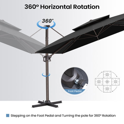 Crestlive Products 10x10ft Aluminum Crank Cantilever Patio Umbrella