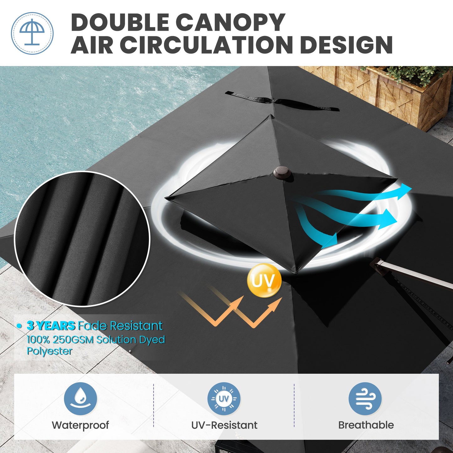 Crestlive Products 10x10ft Aluminum Crank Cantilever Patio Umbrella