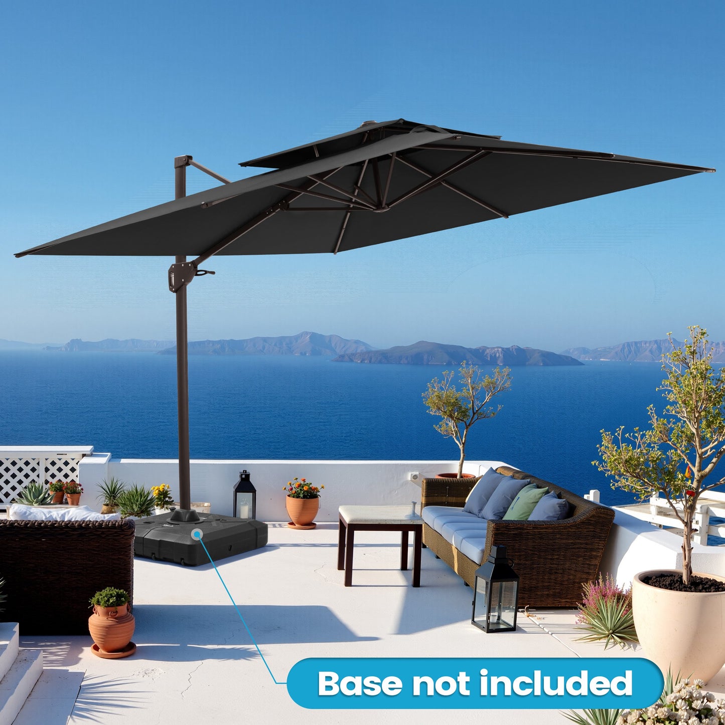 Crestlive Products 10x10ft Aluminum Crank Cantilever Patio Umbrella