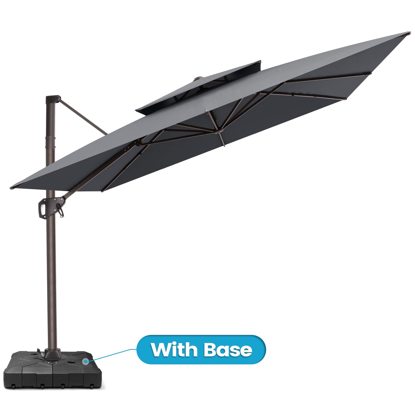 Crestlive Products 10x10ft Aluminum Double Top Crank Cantilever Patio Umbrella with Base