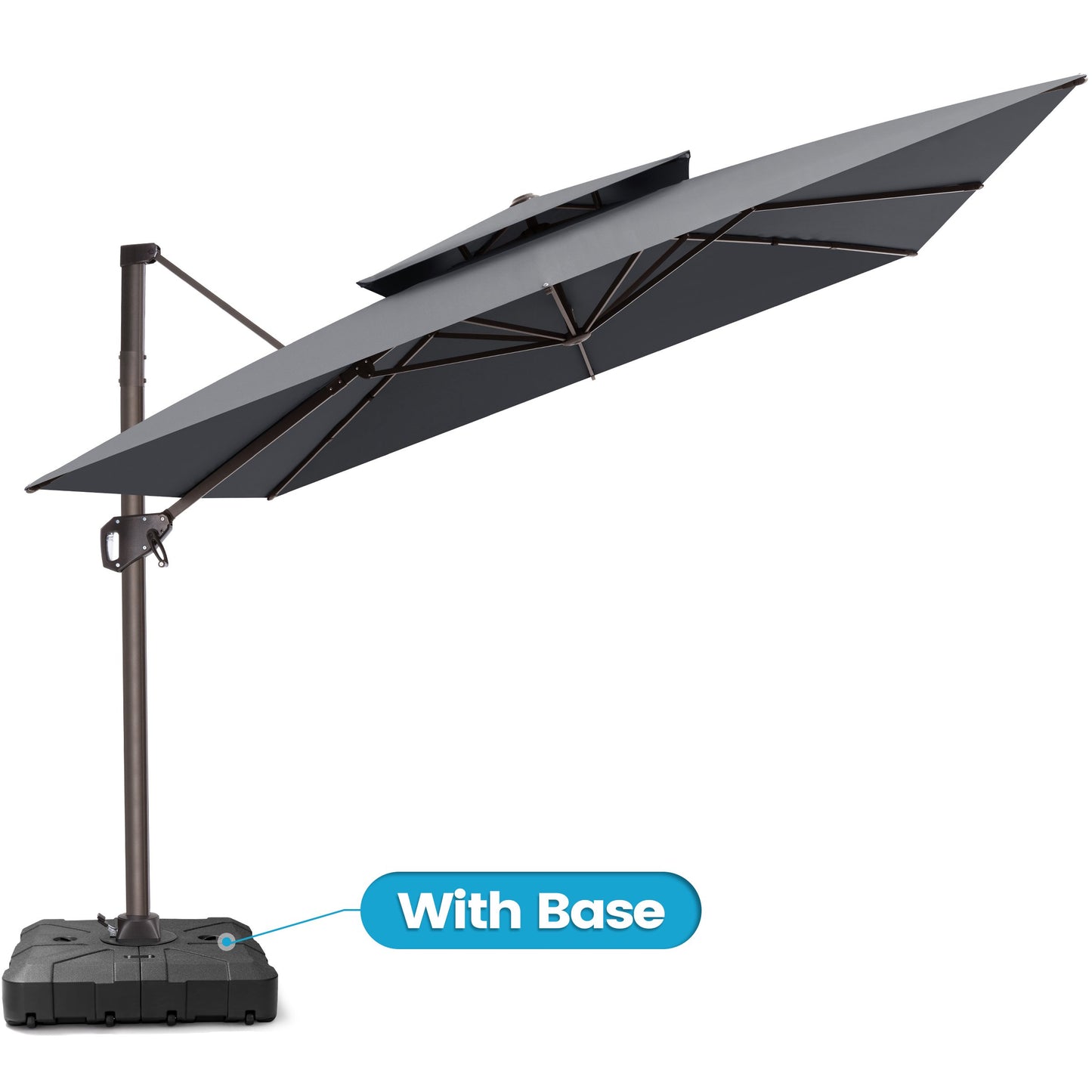 Crestlive Products 10x10ft Aluminum Crank Cantilever Patio Umbrella with Base